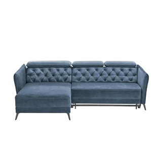 smart Ecksofa mit Kopfteilverstellung Kavita ¦ blau ¦ Maße (cm): B: 254 H: 85 T: 199.0