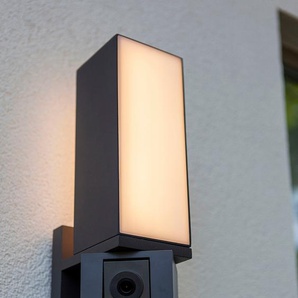 Smarte LED-Leuchte LUTEC CUBA Lampen Gr. Höhe: 32,5 cm, grau (anthrazit) LED Außenleuchte Außenwandleuchte Smart Home Außenwandleuchten Smart-Home Kameraleuchte