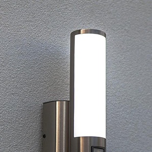 Smarte LED-Leuchte LUTEC ELARA Lampen Gr. Höhe: 7,6 cm, grau (edelstahl) LED Außenleuchte Smart Home Außenwandleuchte Außenwandleuchten Smart-Home Kameraleuchte