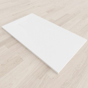 Smc Duschwanne Duschtasse mit Anti-Rutsch Flach mit Steinoptik Weiss inkl. Ablaufgarnitur 140x80 cm