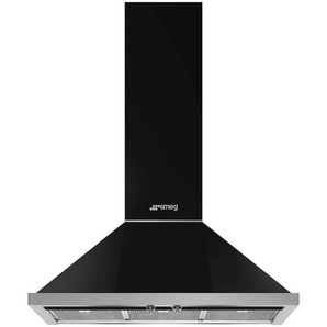 Smeg Dunstabzugshaube Portofino , Schwarz , Metall , 89.6x122.7x49.5 cm , Hochleistungsgebläse, Arbeitsplatzbeleuchtung , Küchen, Küchenelektrogeräte, Dunstabzugshauben