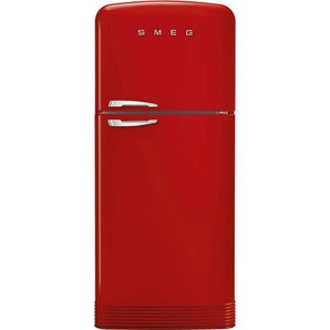 Smeg Kühl-Gefrier-Kombination 50S Style, Rot, Metall, 1 Schubladen, 79.6x192.1x80.5 cm, Made in Italy, Warneinrichtung bei geöffneter Tür, No-Frost, Super-Gefrieren, dynamische Kühlung, Null-Grad-Zone, LED-Display, Küchen, Küchenelektrogeräte, Kühl- &