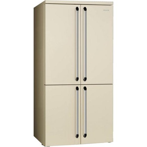 Smeg Kühl-Gefrier-Kombination Victoria, Creme, Metall, 2,3 Schubladen, 91.5x187x70.5 cm, Made in Italy, Abtauautomatik, LED-Innenbeleuchtung, elektronische Temperaturregelung, Warneinrichtung bei geöffneter Tür, No-Frost, VitaFresh, CoolBox,