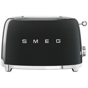 Smeg Toaster 50`s Style, Schwarz, Metall, 31x19.8x19.5 cm, Auftaufunktion, Aufwärmfunktion, automatische Broterhitzung, automatischer Auswurf nach
