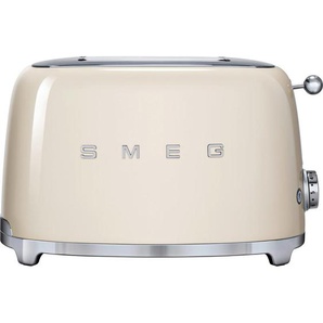 Smeg Toaster 50´s Style, Creme, Chrom, Metall, 31x19.8x19.5 cm, Krümelschublade, Auftaufunktion, Aufwärmfunktion, Schnellstoppfunktion, automatischer