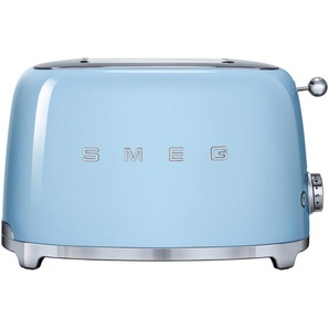 Smeg Toaster 50´s Style, Hellblau, Metall, 31x19.8x19.5 cm, Krümelschublade, Auftaufunktion, Aufwärmfunktion, automatischer Auswurf nach Röstende,