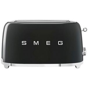 Smeg Toaster, Schwarz, Metall, 41x21.5x20.8 cm, Auftaufunktion, Aufwärmfunktion, automatische Broterhitzung, automatischer Auswurf nach Röstende, Zentrierung der Toastscheibe, Küchengeräte, Toaster