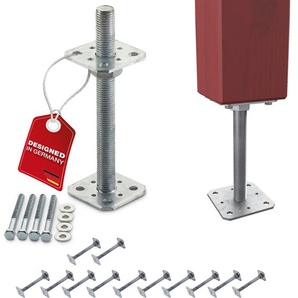 So-tech - sotech Pfostenbeschlag Stützträger Gewinde M24 Stahl feuerverzinkt höhenverstellbar zum Aufschrauben, witterungsbeständig, 80 x 80 x 250 mm