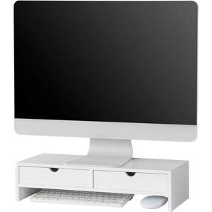 Sobuy - BBF02-W Monitor Bildschirm Ständer Monitorerhöhung Bildschirmerhöher Monitorständer mit 2 Schubladen Weiß bht ca.: 47x11x18cm