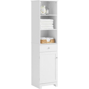 Sobuy - BZR17-W Badezimmer Hochschrank Badschrank Badregal Badezimmerschrank mit 3 offenen Fächern, 1 Schublade und 1 Tür weiß bht ca: 40x161x35cm