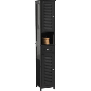 Sobuy - FRG236-DG Badezimmer-Hochschrank Badregal Badschrank Badmöbel mit 1 offenem Fach, 1 Schublade und Türen, dunkelgrau bht ca: 32X170X30cm