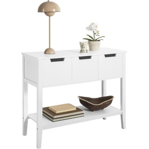 SoBuy FSB51-W Konsolentisch Beistelltisch Flurtisch mit 3 Schubladen und Fach Sideboard Weiß BHT ca: 93x79x33cm