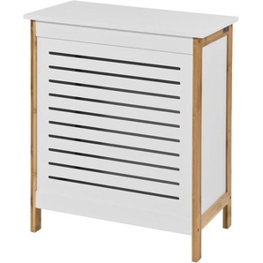 Sobuy - FSS66-WN Wäschetruhe Wäschekorb Wäschebox Wäschesammler Wäschetonne mit Deckel Weiß+Natur