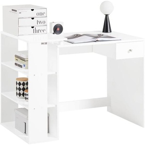 Sobuy - FWT35-W Schreibtisch mit 1 Schublade und 3 Ablagen Tisch Arbeitstisch Computertisch Bürotisch, weiß bht ca: 101x76x60cm