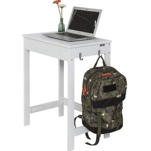 Sobuy - FWT43-W Schreibtisch mit Einer Schublade und 2 Haken Tisch Computertisch Arbeitstisch