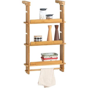 SoBuy KCR03-N Design Hängeregal für Kühlschrank Gewürzregal mit 3 verstellbaren Ablagen Küchenregal aus Bambus Natur BHT ca: 42x73x10cm