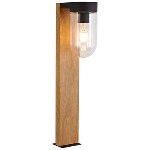 Sockelleuchte BRILLIANT Cabar Lampen Gr. 1 flammig, Höhe: 55 cm, braun (holzfarben dunkel, schwarz) Sockelleuchten 55 cm Höhe, E27, IP44, MetallGlas, Holz-Optik dunkelschwarz