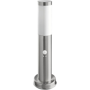 Sockelleuchte HEITRONIC Larisa Lampen Gr. 1 flammig, Ø 7,5 cm Höhe: 45 cm, silberfarben (edelstahlfarben) Sockelleuchten Standleuchte,Außenlampe, + integriertem Bewegungsmelder,aus Edelstahl