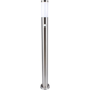 Sockelleuchte HEITRONIC Larisa Lampen Gr. 1 flammig, Ø 7,5 cm Höhe: 110 cm, silberfarben (edelstahlfarben) Sockelleuchten Standleuchte, Außenlampe, mit integriertem Bewegungsmelder, Edelstahl