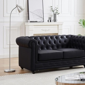 Sofa 2-Sitzer - Kunstleder - Schwarz - CHESTERFIELD