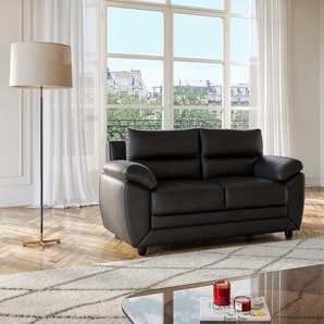 Sofa 2-Sitzer - Kunstleder - Schwarz - MANOA