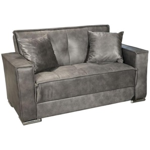 Sofa 2-Sitzer Leon, grau, inkl. Bettfunktion
