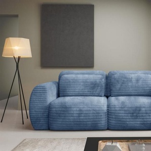 Sofa 2-Sitzer mit Schlaffunktion SIMONE in Stoff Ambience Himmelblau