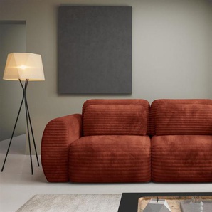 Sofa 2-Sitzer mit Schlaffunktion SIMONE in Stoff Ambience Terracotta