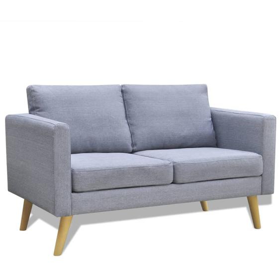 Sofa 2-Sitzer Stoff Hellgrau
