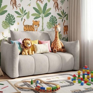 Sofa 2er-Sitzer mit Liegefunktion ONTARIO in Stoff Poso Hellgrau