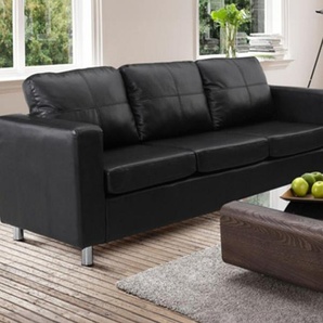 Sofa 3-Sitzer - Kunstleder - Schwarz - ACKLEY