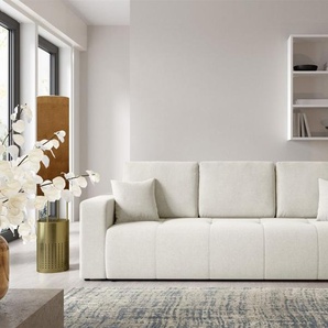 Sofa 3-Sitzer mit Schlaffunktion AUGUSTO in Stoff Wind Creme