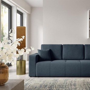 Sofa 3-Sitzer mit Schlaffunktion AUGUSTO in Stoff Wind Dunkelblau