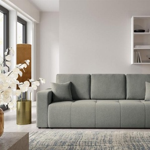 Sofa 3-Sitzer mit Schlaffunktion AUGUSTO in Stoff Wind Grau