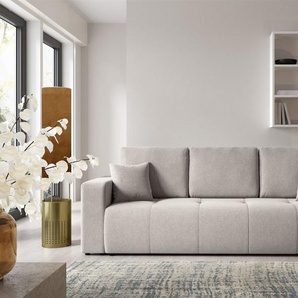 Sofa 3-Sitzer mit Schlaffunktion AUGUSTO in Stoff Wind Hellgrau