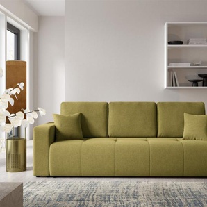 Sofa 3-Sitzer mit Schlaffunktion AUGUSTO in Stoff Wind Moosgrün