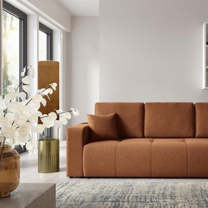 Sofa 3-Sitzer mit Schlaffunktion AUGUSTO in Stoff Wind Rostbraun