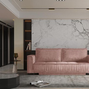Sofa 3-Sitzer mit Schlaffunktion JUNA Stoff Terra Altrosa