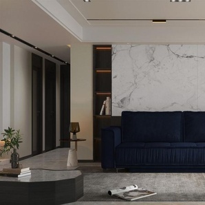 Sofa 3-Sitzer mit Schlaffunktion JUNA Stoff Terra Dunkelblau