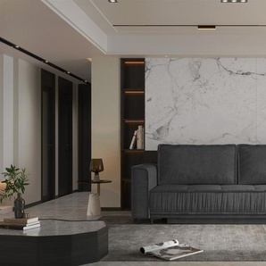 Sofa 3-Sitzer mit Schlaffunktion JUNA Stoff Terra Dunkelgrau