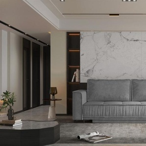 Sofa 3-Sitzer mit Schlaffunktion JUNA Stoff Terra Grau