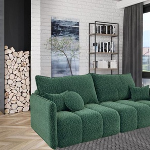 Sofa 3-Sitzer mit Schlaffunktion MORGANO Stoff Abriamo Dunkelgrün