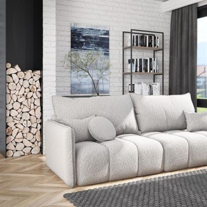 Sofa 3-Sitzer mit Schlaffunktion MORGANO Stoff Abriamo Hellgrau