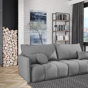 Sofa 3-Sitzer mit Schlaffunktion MORGANO Stoff Abriamo Silbergrau