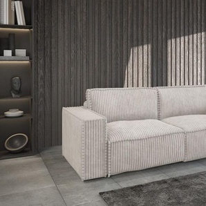 Sofa 3-Sitzer mit Schlaffunktion VAJANA Stoff Tilia Creme