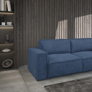 Sofa 3-Sitzer mit Schlaffunktion VAJANA Stoff Tilia Dunkelblau