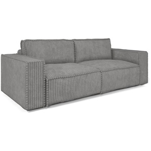Sofa 3-Sitzer mit Schlaffunktion VAJANA Stoff Tilia Grau