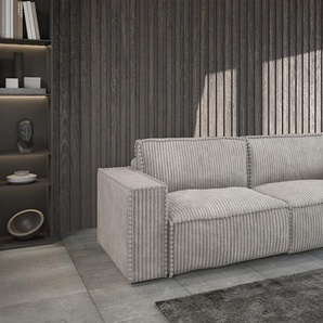 Sofa 3-Sitzer mit Schlaffunktion VAJANA Stoff Tilia Hellgrau