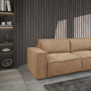 Sofa 3-Sitzer mit Schlaffunktion VAJANA Stoff Tilia Rostbraun