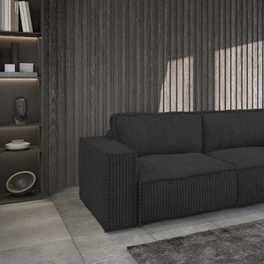 Sofa 3-Sitzer mit Schlaffunktion VAJANA Stoff Tilia Schwarz